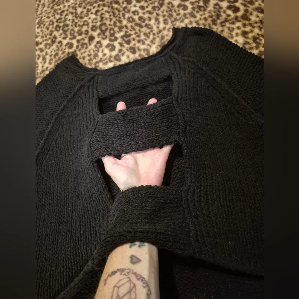 Free People Endless Stories Black Open-Back Sweater S - Picture 9 of 12